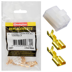 Champion - CRIMP TERMINALS-BLADE-FEMALE-NON-INSULATED & CONNECTOR BLOCK-FEMALE-4 PIN | C240-4