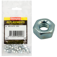 Champion - Hex Plain Nuts - 1/4" - UNC - Class 5 - Blue Zinc Plated | C252-10