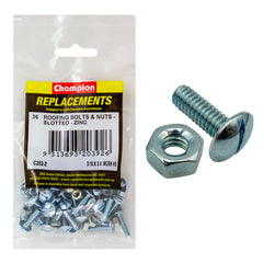Champion - Roofing Bolts - Mushroom Head & Hex Plain Nuts - 3/16" x 3/4" - UNC - Zinc Plated | C252-2