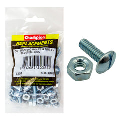 Champion - Roofing Bolts - Mushroom Head & Hex Plain Nuts - 1/4" x 3/4" - UNC - Zinc Plated | C252-5