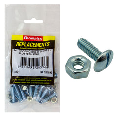 Champion - Roofing Bolts - Mushroom Head & Hex Plain Nuts - 1/4" x 1" - UNC - Zinc Plated | C252-6