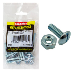 Champion - Roofing Bolts - Mushroom Head & Hex Plain Nuts - 1/4" x 1 - 1/4" - UNC - Zinc Plated | C252-7