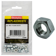 Champion - Hex Plain Nuts - 1/4" - UNC - Class 5 - Blue Zinc Plated | C290-11