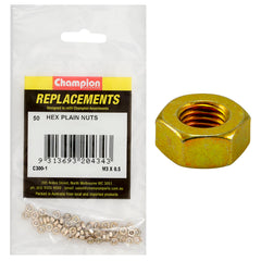 Champion - Hex Plain Nuts - High Tensile - M3 x 0.5mm - Class 8 | C300-1