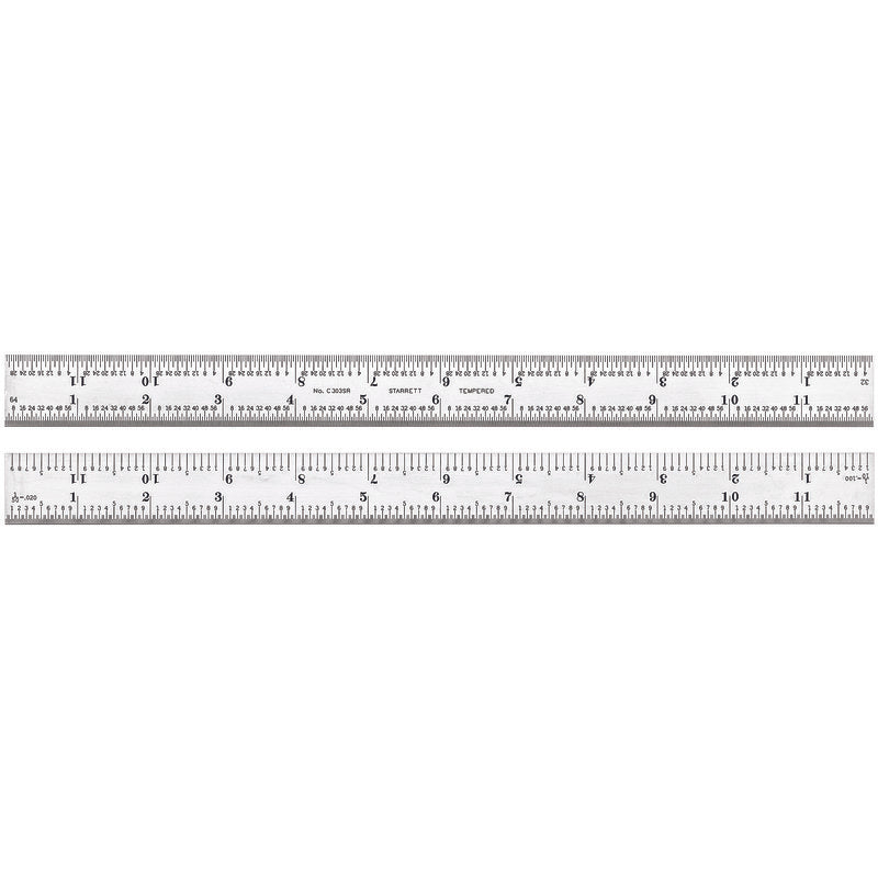Starrett - Steel Rule 12in 3R Grad Semi-Flexible | C303SR-12