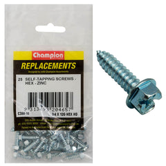 Champion - SELF TAPP SCREWS-HEX-COMBO-5.5 x 19mm-ZINC PLATED | C350-10