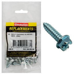 Champion - SELF TAPP SCREWS-HEX-COMBO-6.3 x 16mm-ZINC PLATED | C350-12