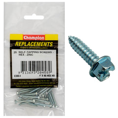 Champion - SELF TAPP SCREWS-HEX-COMBO-3.5 x 25mm-ZINC PLATED | C350-3