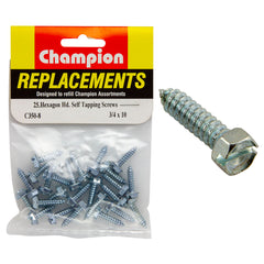 Champion - SELF TAPP SCREWS-HEX-COMBO-4.8 x 19mm-ZINC PLATED | C350-8