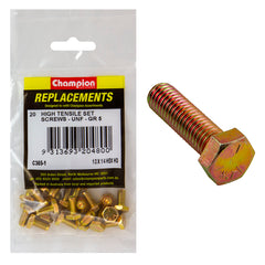 Champion - HEX SET SCREWS-HIGH TENSILE-1/4" x 1/2"-UNF-GRADE 5 | C365-1