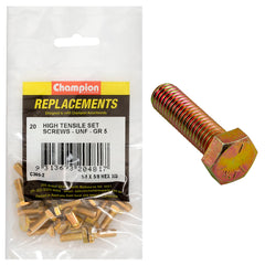 Champion - HEX SET SCREWS-HIGH TENSILE-1/4" x ⅝"-UNF-GRADE 5 | C365-2