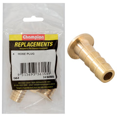 Champion - Hose Plugs - Barbed - Brass - 3/4" | C40-8