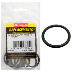 Champion - O Rings - Nitrile Rubber - 70 Shore - 1 - 1/4" x 1/8" - Black | C407-24