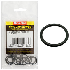 Champion - O Rings - Nitrile Rubber - 70 Shore - 16mm x 2.5mm - Black | C408-11