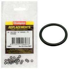 Champion - O Rings - Nitrile Rubber - 70 Shore - 3mm x 2mm - Black | C408-1