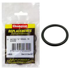 Champion - O Rings - Nitrile Rubber - 70 Shore - 25mm x 3.5mm - Black | C408-20
