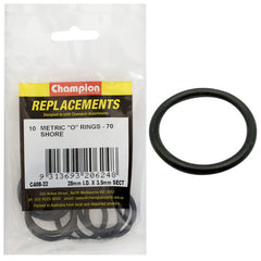 Champion - O Rings - Nitrile Rubber - 70 Shore - 28mm x 3.5mm - Black | C408-22