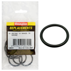 Champion - O Rings - Nitrile Rubber - 70 Shore - 30mm x 3.5mm - Black | C408-23