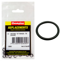 Champion - O Rings - Nitrile Rubber - 70 Shore - 6mm x 2mm - Black | C408-3
