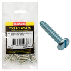 Champion - Self Tapping Screws - Pan - Slot - 6.3 x 19mm - Zinc Plated | C430-11