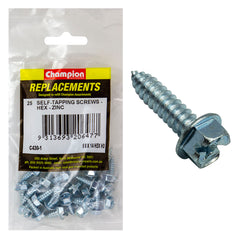 Champion - SELF TAPP SCREWS-HEX-COMBO-6.3 x 16mm-ZINC PLATED | C430-1