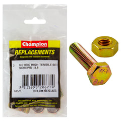 Champion - Hex Set Screws-m12x45mm & Nut-m12 1.75mm-high Tensile-grade 8.8 | C431-17