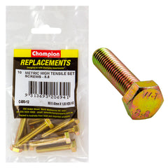 Champion - Hex Set Screws - High Tensile - M8 x 40 1.00mm - Grade 8.8 | C480-12