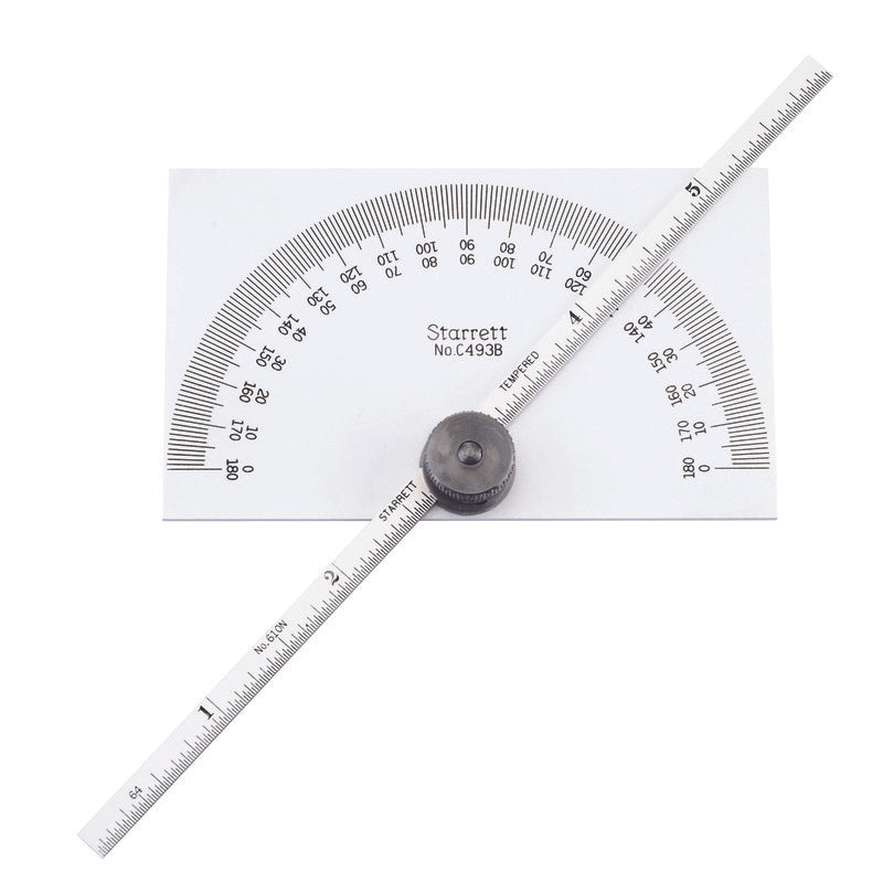 Starrett - Protractor And Depth Gage 0-180deg 6in Rectangular Head | C493B