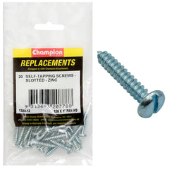 Champion - Self Tapping Screws - Pan - Slot - 5.5 x 25mm - Zinc Plated | C550-13