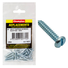 Champion - Self Tapping Screws - Pan - Slot - 4.8 x 25mm - Zinc Plated | C550-5