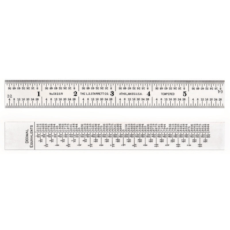 Starrett - Steel Rule 6in No. 10R Grad W/decimal Equivalents | C622R-6