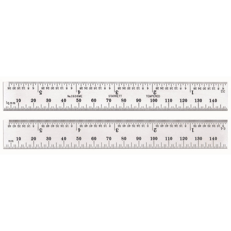 Starrett - Steel Rule 150mm (5 3/4in)  No. 36 Grad | C636ME-150