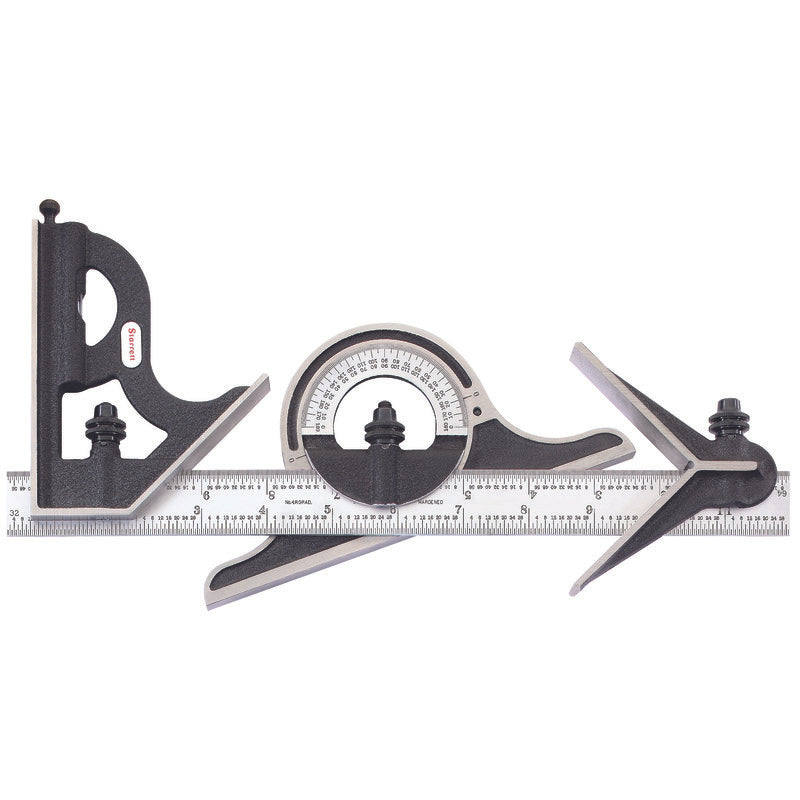 Starrett - Combination Set w/Cast Iron Head 12in 4R Grad | C9-12-4R