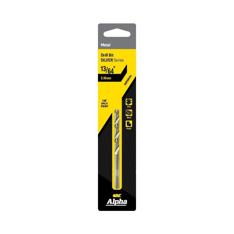 ALPHA 13/64in (5.16mm) Jobber Drill Bit Carded - Silver Series 13/64in