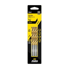 ALPHA 1/4in (6.35mm) Jobber Drill Bit - Gold Series 5 pce Trade Pack 1/4in