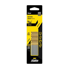 ALPHA 9/64in (3.57mm) Jobber Drill Bit - Gold Series 10 pce Trade Pack 9/64in