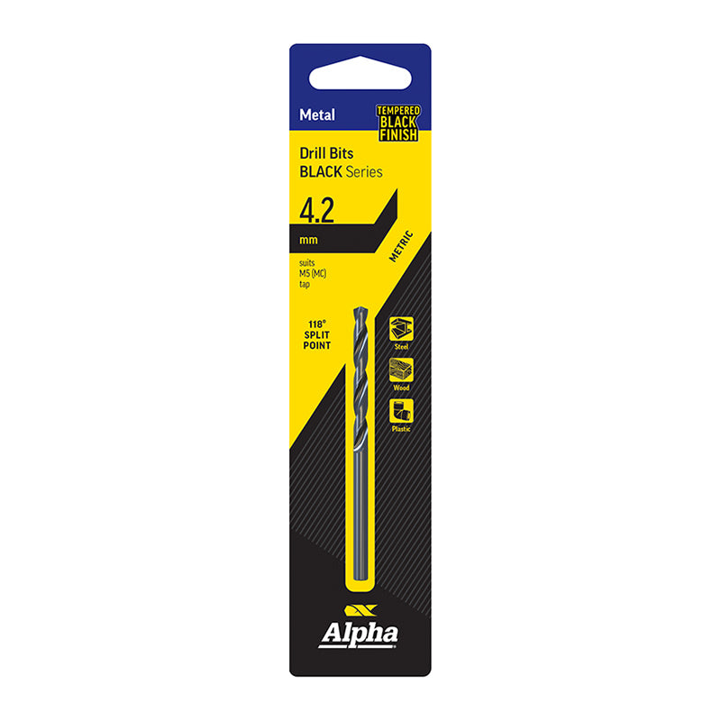 4.2mm Jobber Drill Bit Carded - Black Series 4.2mm Jobber