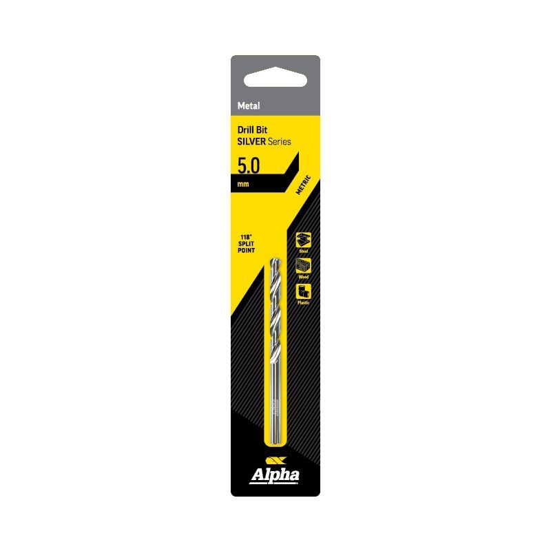 5mm Jobber Drill Bit Carded - Silver Series 5mm Jobber