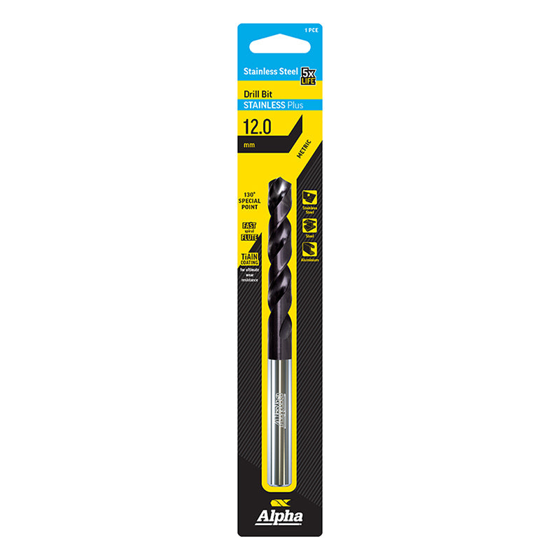 12.0mm Stainless Plus Metric Drill Bit | Carded 12.0mm Stainless