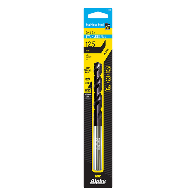 12.5mm Stainless Plus Metric Drill Bit | Carded 12.5mm Stainless