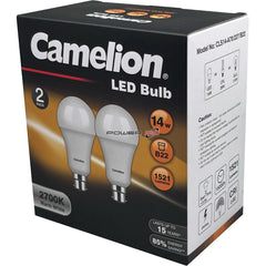 Power DC - Camelion Led Light Globe 14W 240V Bayonet 2pk - Warm 2700K | CACLS14B22W/2