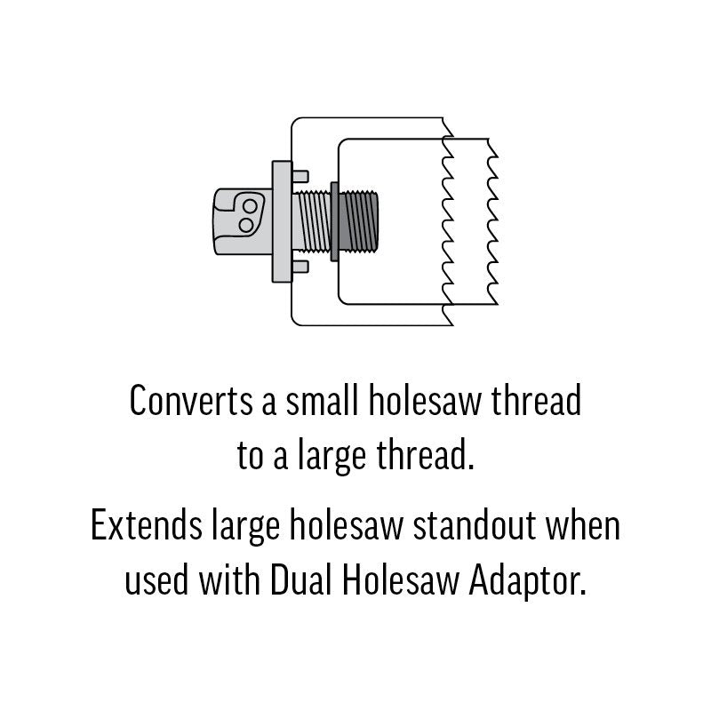 Adaptor to convert Small to Large Hole Saw Arbors and Prolock Stepped Adaptor - Card of 2. Adaptor to