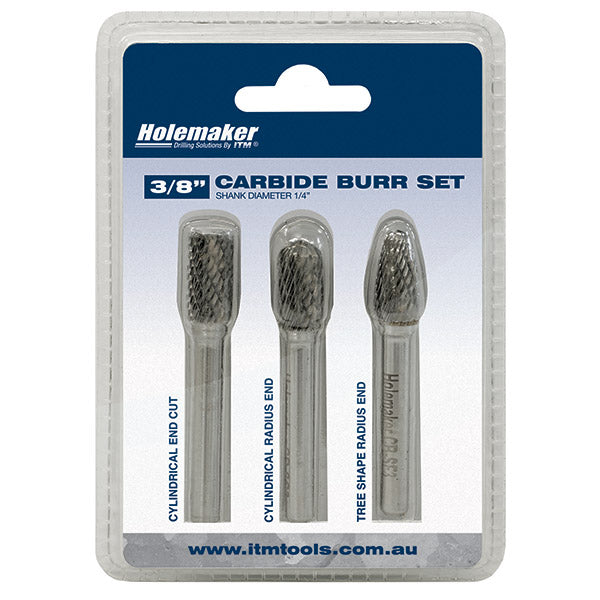 ITM - HOLEMAKER CARBIDE BURR SET, BLISTER PACK, 3PCE SB3, SC3, SF3, | CB-SET-03