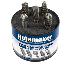 ITM - HOLEMAKER CARBIDE BURR SET, 6MM SHANK, ROUND TUBE, 5PCE SB3, SC3, SD3, SF3, SA3-AC | CB6M-SET-01