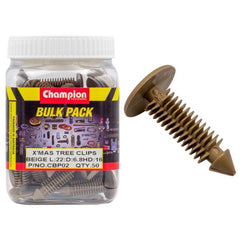 Champion - Xmas Tree Clips :beige Length:22mm Stem Dia: 6.8mm Hole:6.6 to 8mm Head:16mm | CBP02