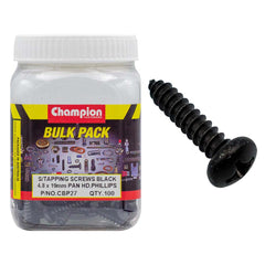 Champion - SELF TAPP SCREWS PAN PHILLIPS 4.8 x 19mm BLACK | CBP27