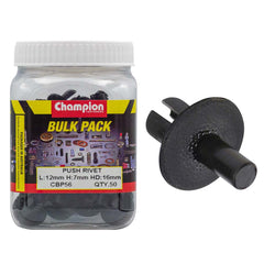 Champion - Push Rivets :black Length:12mm Hole:7mm Head:16mm | CBP56