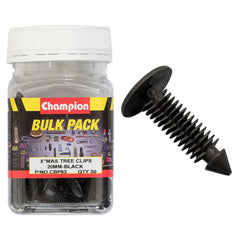 Champion - Xmas Tree Clips :black Length:27mm Stem Dia: 7.6mm Hole:4.6mm Head:20.4mm | CBP63