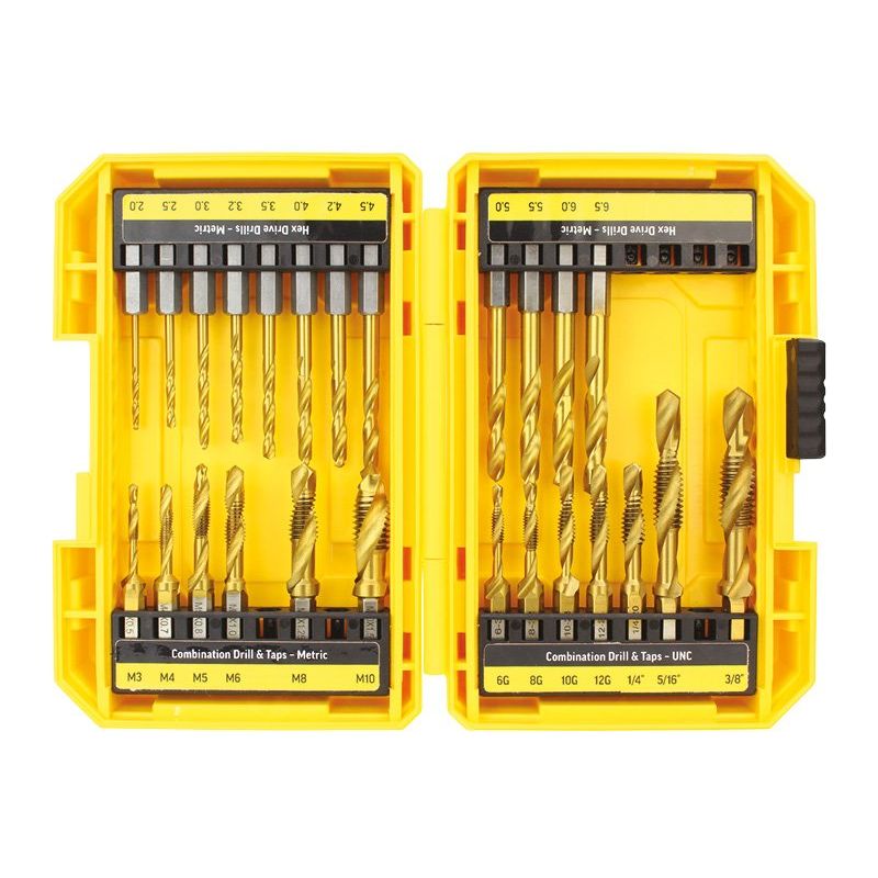 Alpha Combination Drill Tap Set with Hex Shank Drills - Gold Series - 25 Piece