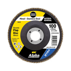 Flap Disc 100mm Z80 Grit Zirconia Xtra Carded (Pk 1)